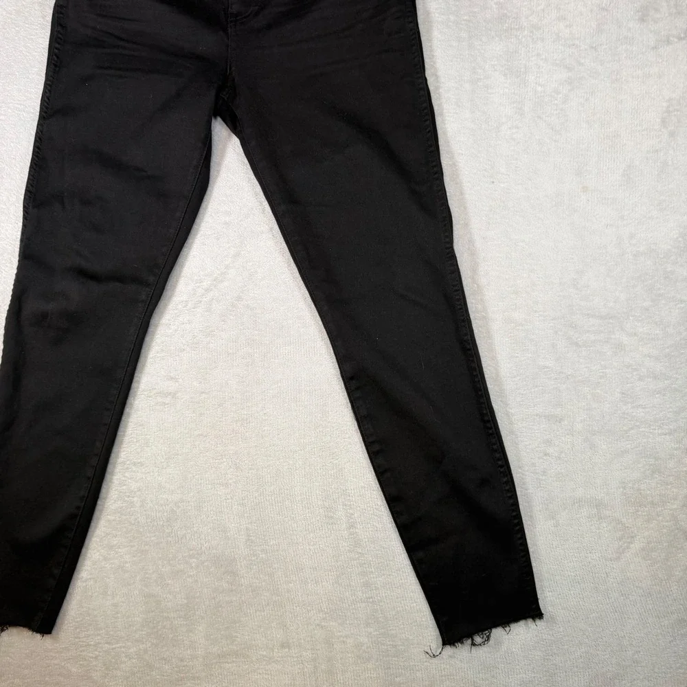 KUT from the Kloth Donna High Rise Fab Ab Ankle Skinny Black Jeans RawHem Size 8